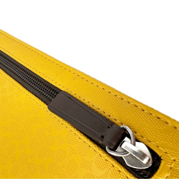 Coach Clip-on Accessory Pouch Logo Sunflower Yellow Brown PVC 8.5” x 5.5” x 1” - Picture 11 of 13